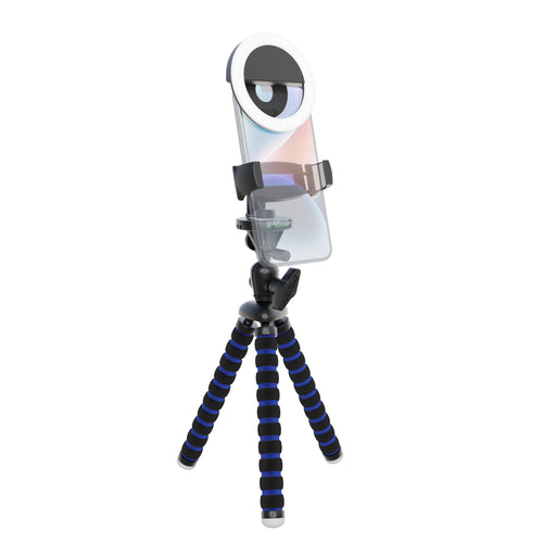 The Phone Tripod Mount and LED Ring Light Bundle offers flexible mounting and enhanced lighting for your smartphone, making it ideal for seamless content creation, photography, or video recording with an attached lens.