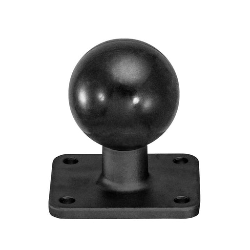 The Metal 4-Hole AMPS to 38mm (1.5 inch) Ball Adapter is a black metal hitch ball with a square base featuring four bolt holes, shown against a white background.