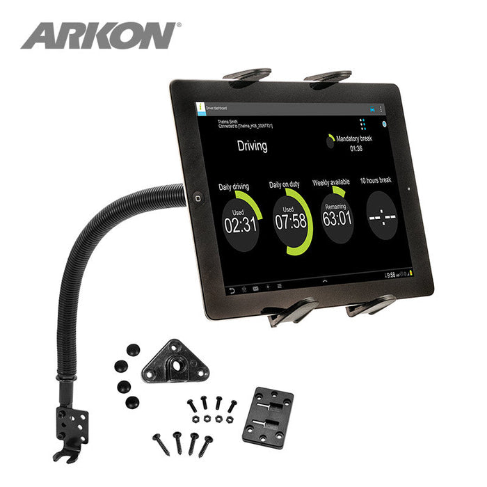 Seat Rail or Floor Slim-Grip® Tablet Mount with 15" Gooseneck for iPad, Note, and more-Arkon Mounts