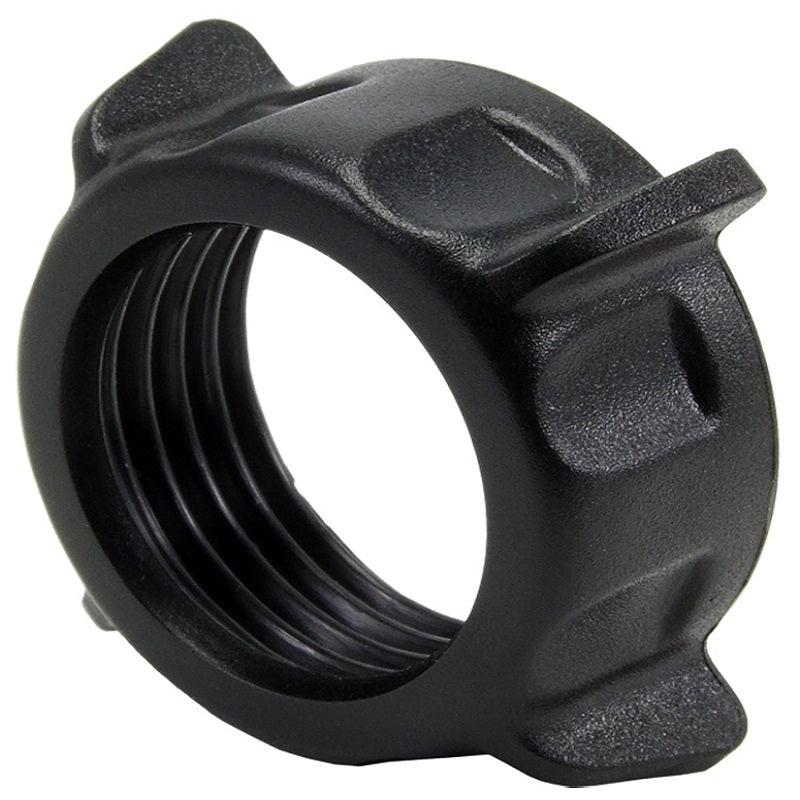 The 17mm Swivel Tightening Ring is a black, threaded locking nut with four evenly spaced outer tabs, designed to secure cylindrical parts in a ball mount pedestal smartphone holder.