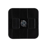 A 20mm Aluminum Ball to Dual T-Tab Adapter, black and square-shaped with a central metal screw, compatible with Arkon HD Series Dual-T-Tab holders, viewed from above on a white background.