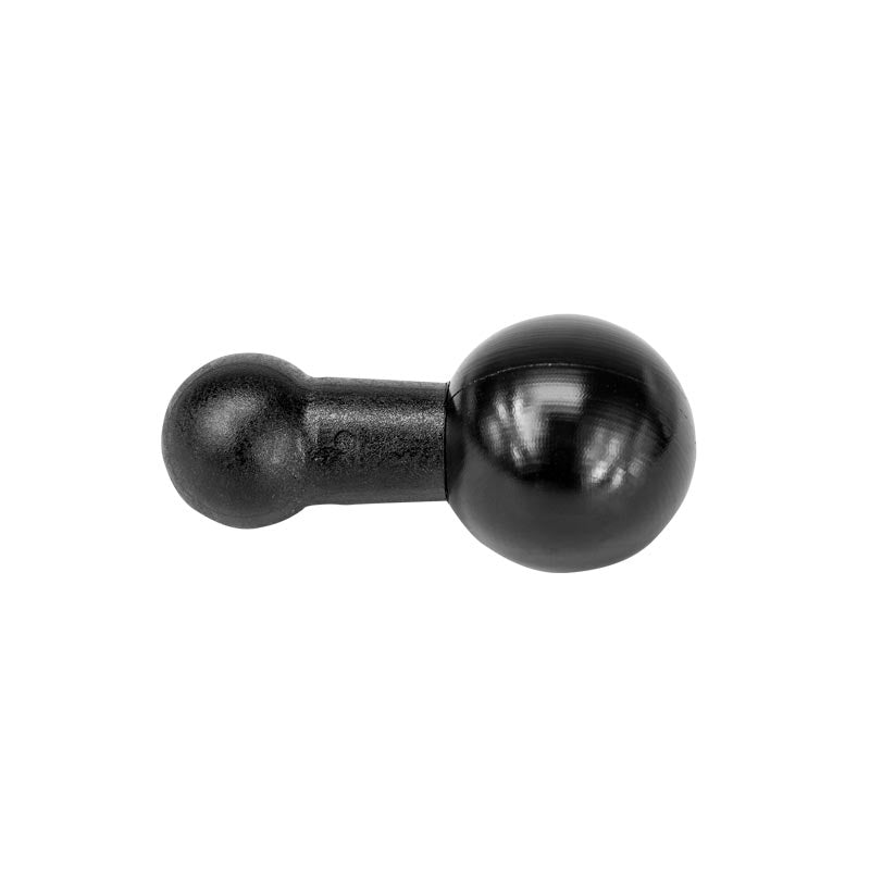 The 20mm Ball to 17mm Ball Adapter features a black metal build with a small cylindrical base and large rounded end, compatible with Arkon mount adapters and robust mount shafts, displayed on a white background.