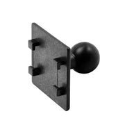 The 20mm Swivel Ball to 4-Prong iGRIP Mounting Pattern Adapter is a black, square bracket with four front clips and a rear round knob, likely made of metal or hard plastic.