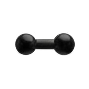 A small, black dumbbell with rounded ends and a short handle rests on a white background next to a 25mm (1 inch) Ball to 25mm (1 inch) Ball Adapter for custom mount setups.