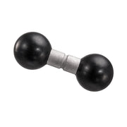 A 25mm (1 inch) Ball to 25mm Ball Adapter is shown, featuring round black ends and a short silver center, photographed on a white background, resembling a small dumbbell or an Arkon Robust Mount accessory.