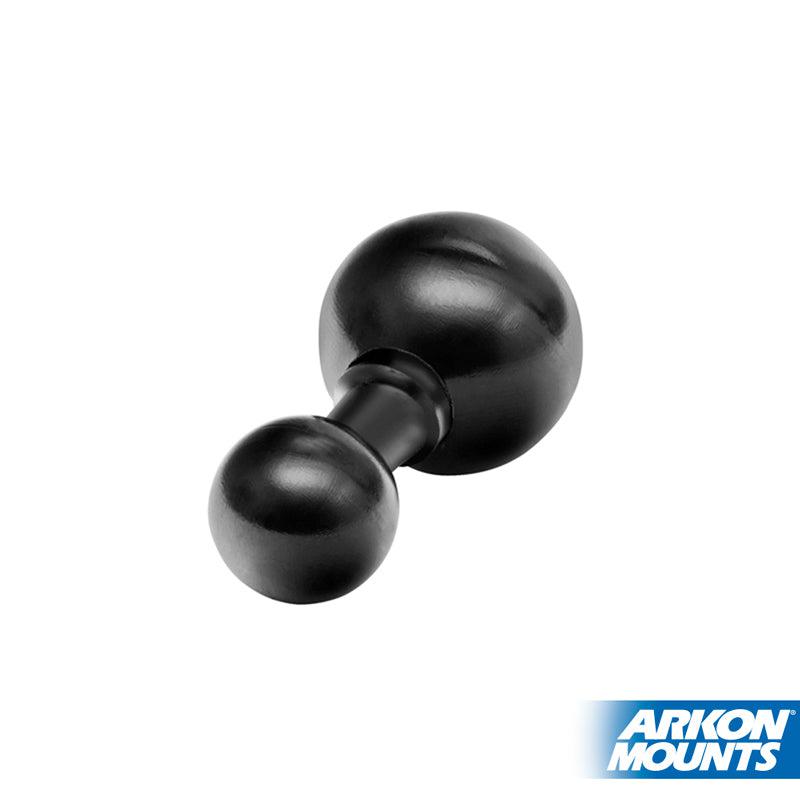 The 25mm (1 inch) Ball to 38mm (1.5 inch) Ball Adapter is a black, double-ball Arkon mount adapter for device mounting. The Arkon Mounts logo is shown in the bottom right corner on a white background.