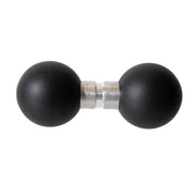 A 38mm to 38mm 1.5 Rubber Ball Adapter, featuring dual round black ends joined by a short silver connector, is shown against a white background—its design echoing the sleek strength of high-quality adapters and mounts.