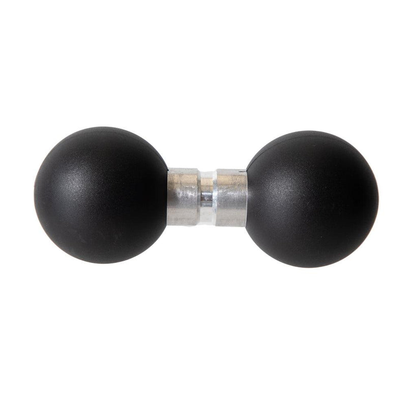 A 38mm to 38mm 1.5 Rubber Ball Adapter, featuring dual round black ends joined by a short silver connector, is shown against a white background—its design echoing the sleek strength of high-quality adapters and mounts.