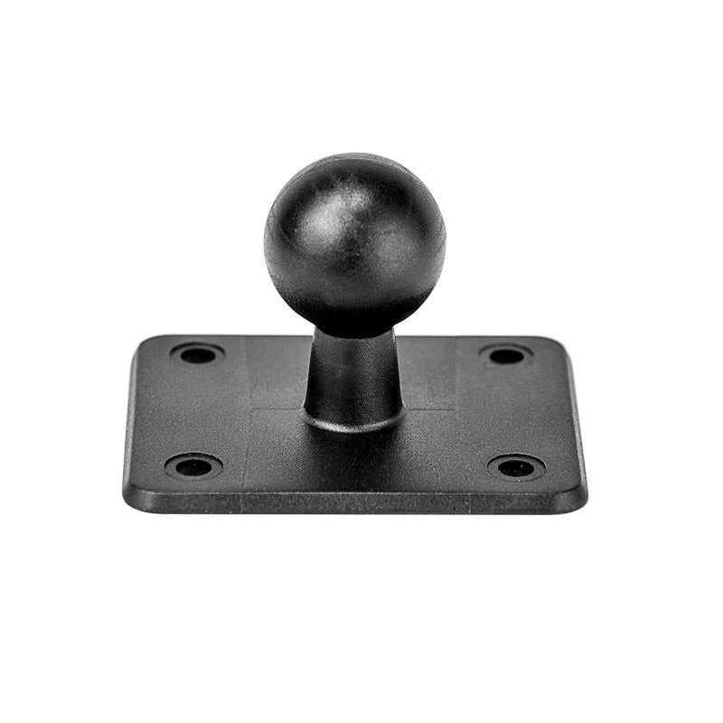 The 4-Hole AMPS mounting to 22mm Ball Adapter is a black rectangular plate with a central 22mm ball mount, ideal as a base or connector for securely attaching accessories and devices.