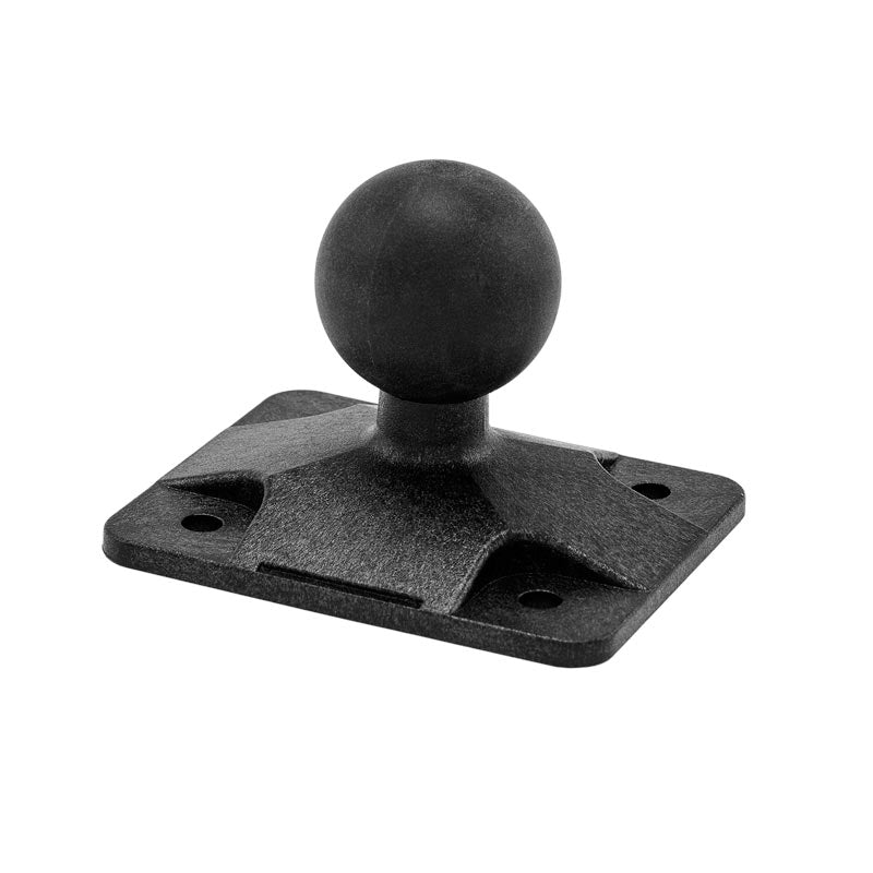 The 4-Hole AMPS to 25mm (1 inch) Rubber Ball Adapter for Robust Mount Series is a black, rectangular base with a centered ball and corner screw holes, compatible with AMPS mounting patterns for Arkon Robust Series.