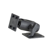 The 4 inch 4-Hole AMPS Drilled Base Mount - 4-Prong Compatible features a black adjustable swivel bracket with rectangular base, pivot and tilt mechanisms, ideal for mounting devices like GPS units or cameras.
