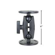 The 4-Inch Heavy Duty Metal 4-Hole AMPS Mount features round plates, a tightening knob, and durable construction—perfect for universal tablet holder setups. Shown on a plain white background.