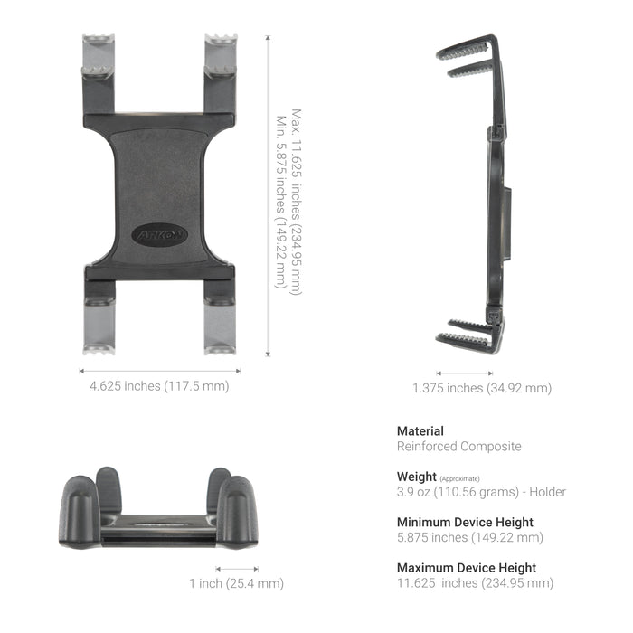 7.25 inch Metal Robust Forklift Front Guard Slim-Grip® Tablet Mount-Arkon Mounts