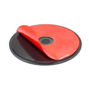 The 80mm VHB Adhesive Mounting Disk for Car Dashboards, GPS, and Smartphones is a round black disk with a central hole and red 3M VHB adhesive film—ideal for secure dashboard mounting.