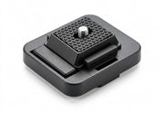 A black Arkon Mounts Quick Release Camera Adapter Converter with a textured surface, featuring a silver mounting screw and a convenient quick release mechanism, isolated on a white background.