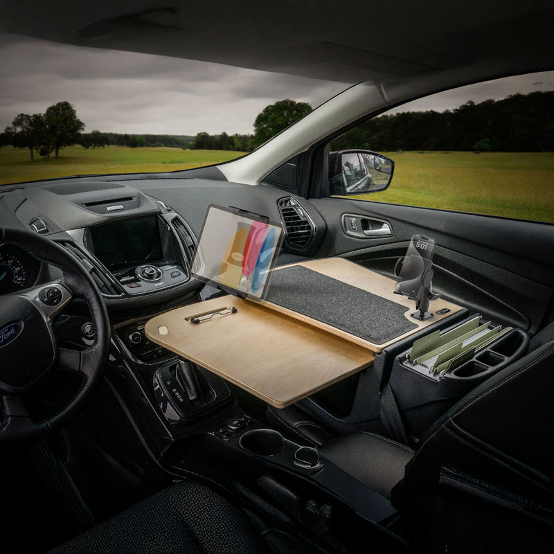 AutoExec GripMaster Car Desk with Mega Grip™ and Slim-Grip® Ultra Pro Drill-Base Mounts