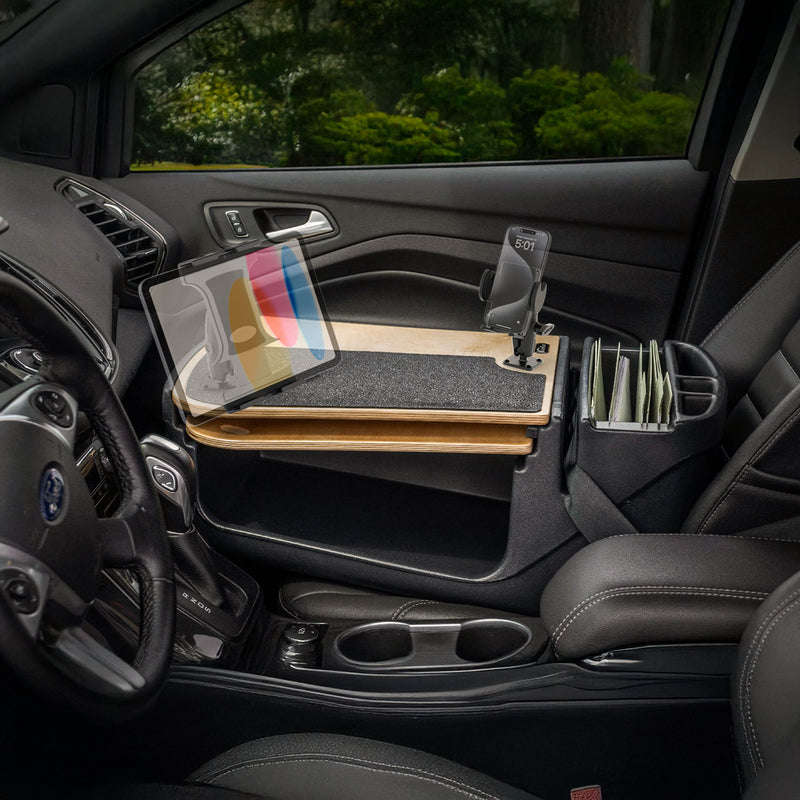 AutoExec GripMaster Car Desk with Mega Grip™ and Slim-Grip® Ultra Pro Drill-Base Mounts