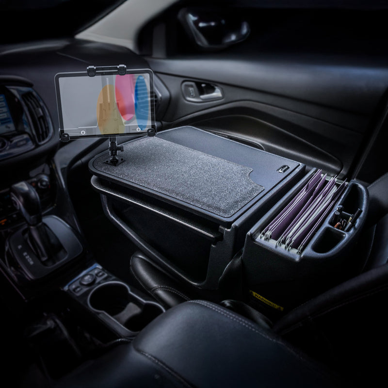 AutoExec GripMaster Car Desk with LockVise™ Locking Tablet Holder and Multi-Angle Mount