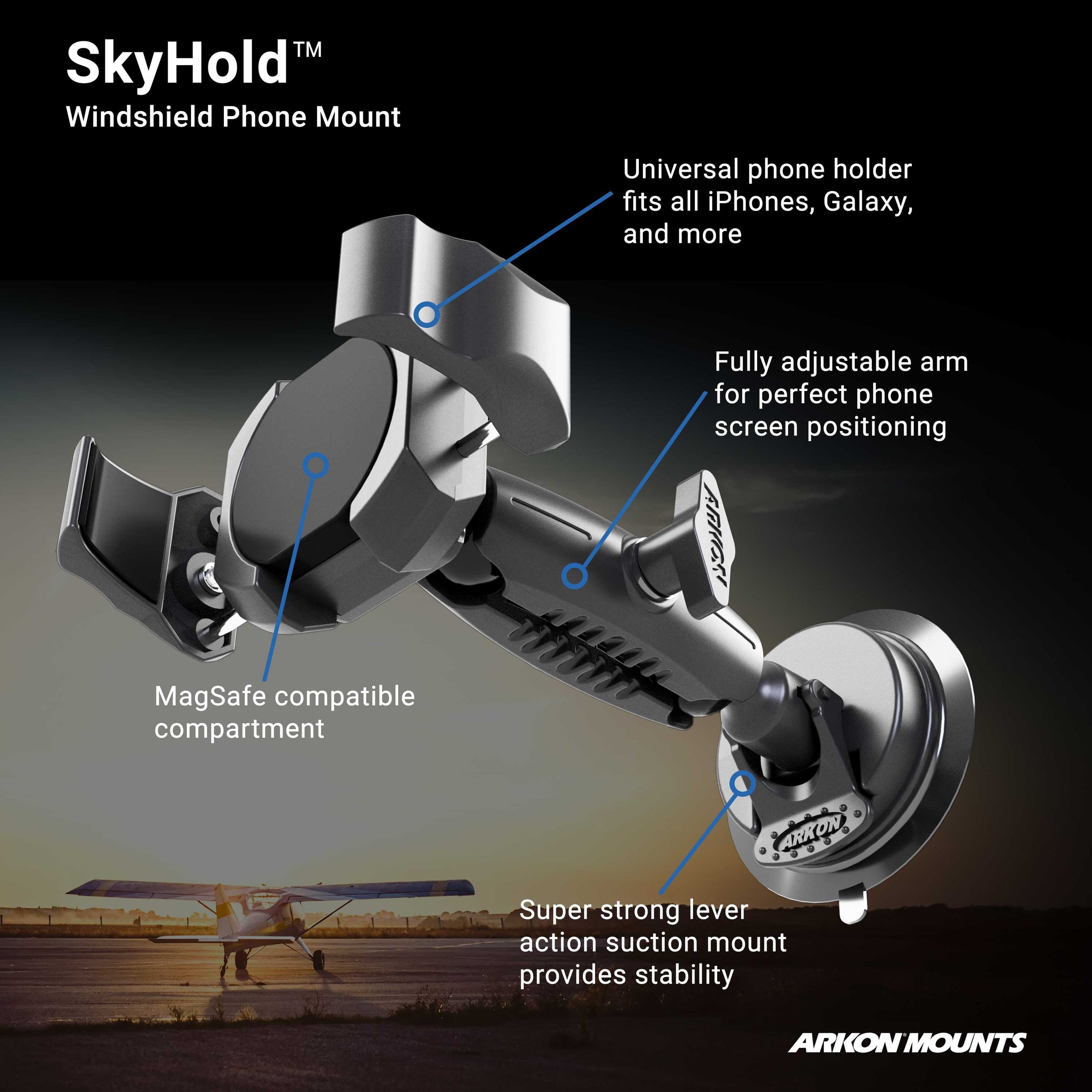 SkyHold™ Windshield Suction Phone Mount — Arkon Mounts
