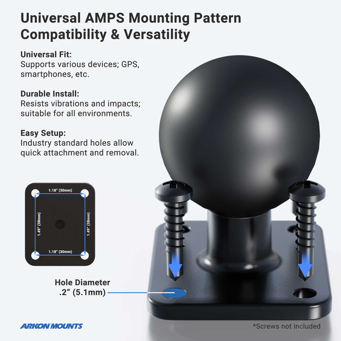 Robust™ 5.4 inch Metal AMPS Mount with Security Hardware - 38mm (1.5 inch) Ball Compatible