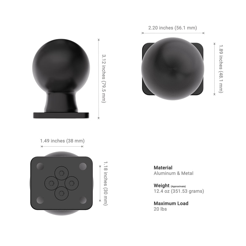 XMS™ Heavy-Duty 2.25” / 57mm Metal Ball to AMPS Mounting Plate