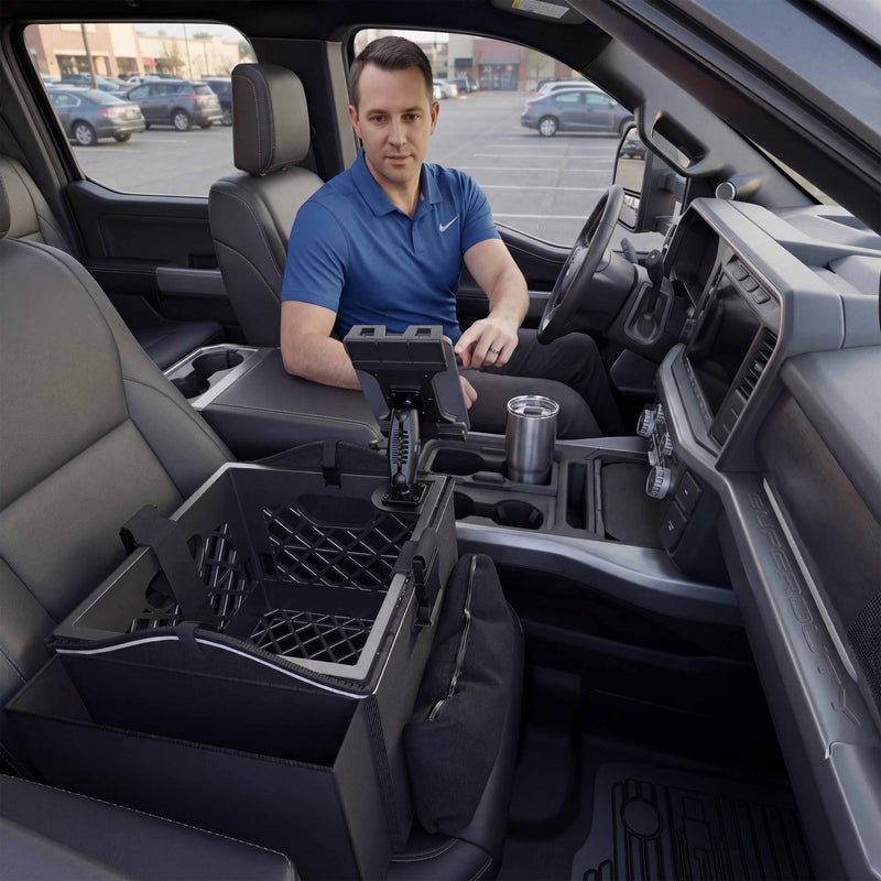 Portable Crate Workstation with Apron Organizer – Choose Your Mounting Setup