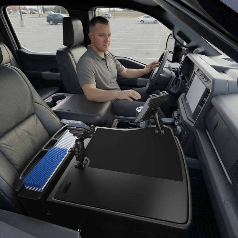 AutoExec GripMaster Efficiency Car Desk with Mega Grip™ and Slim-Grip® Ultra Pro Drill-Base Mounts