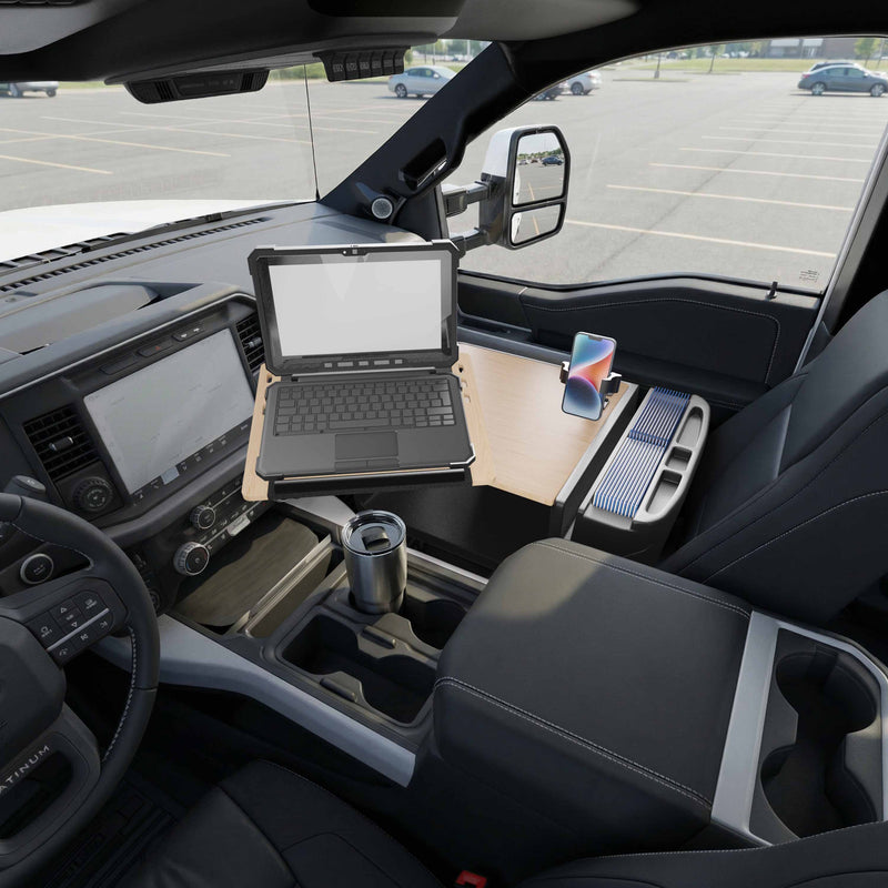 AutoExec Reach Front Seat Car Desk with RoadVise® Ultra Pro Drill-Base Mount