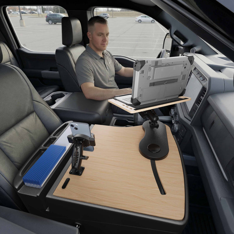 AutoExec Reach Front Seat Car Desk with RoadVise® Ultra Pro Drill-Base Mount