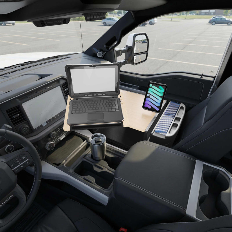 AutoExec Reach Front Seat Car Desk with Slim-Grip® Ultra Pro Drill-Base Mount