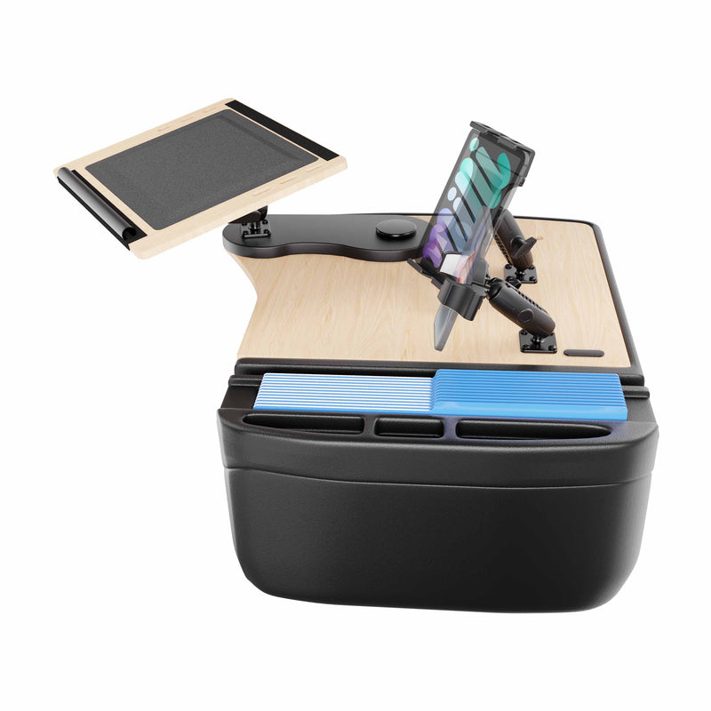 AutoExec Reach Front Seat Car Desk with Slim-Grip® Ultra Pro and RoadVise® Ultra Pro Drill-Base Mount