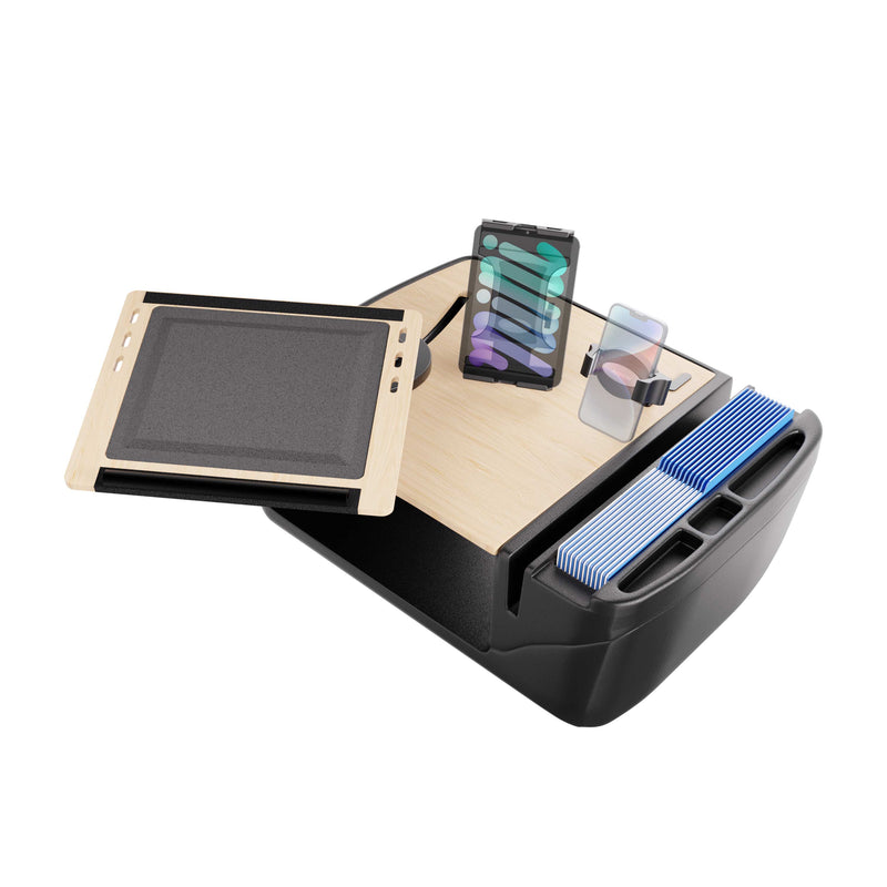 AutoExec Reach Front Seat Car Desk with Slim-Grip® Ultra Pro and RoadVise® Ultra Pro Drill-Base Mount