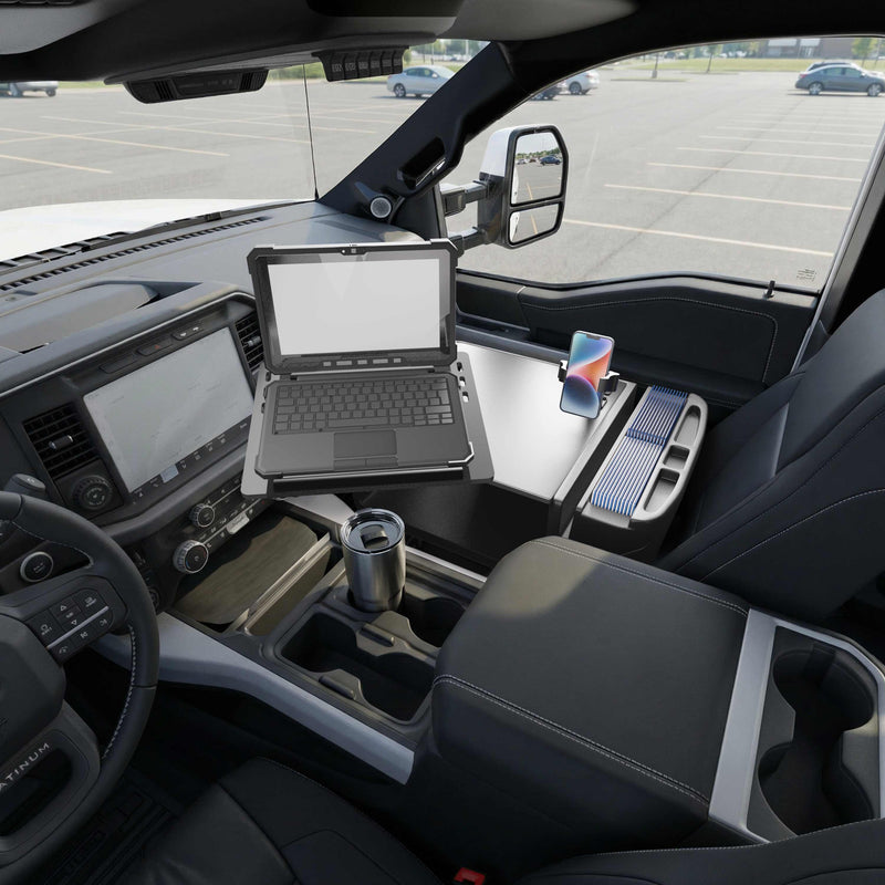 AutoExec Reach Front Seat Car Desk with RoadVise® Ultra Pro Drill-Base Mount