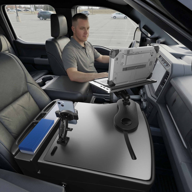 AutoExec Reach Front Seat Car Desk with RoadVise® Ultra Pro Drill-Base Mount