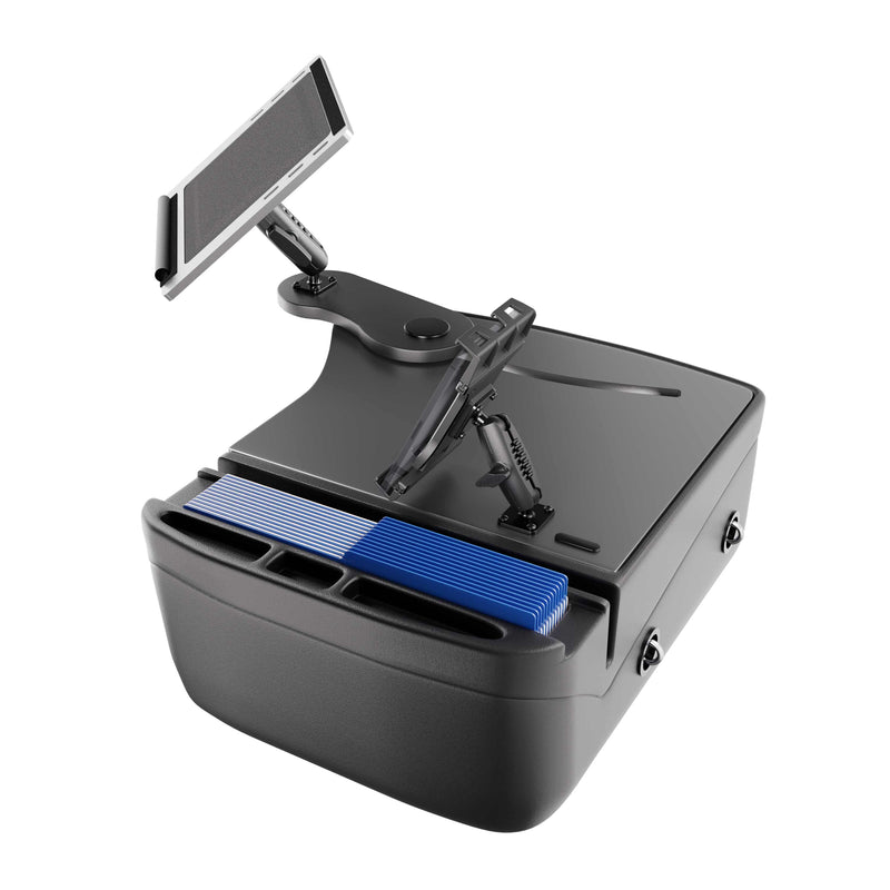 AutoExec Reach Front Seat Car Desk with Slim-Grip® Ultra Pro Drill-Base Mount