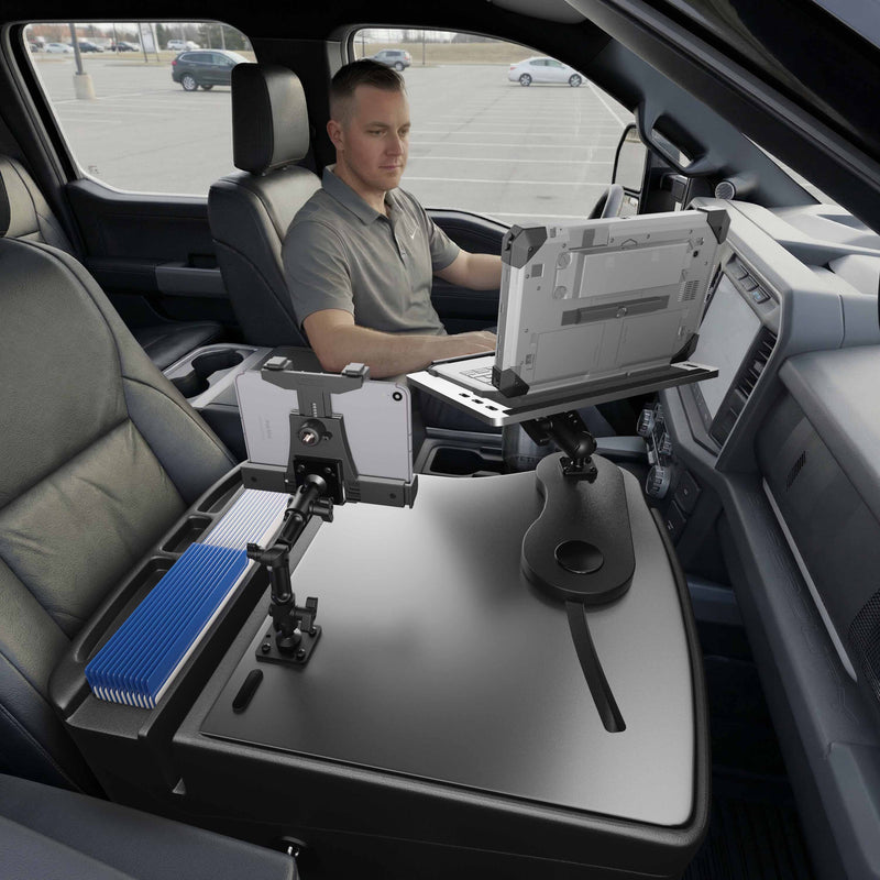AutoExec Reach Front Seat Car Desk with LockVise™ Locking Tablet Multi-Angle Mount