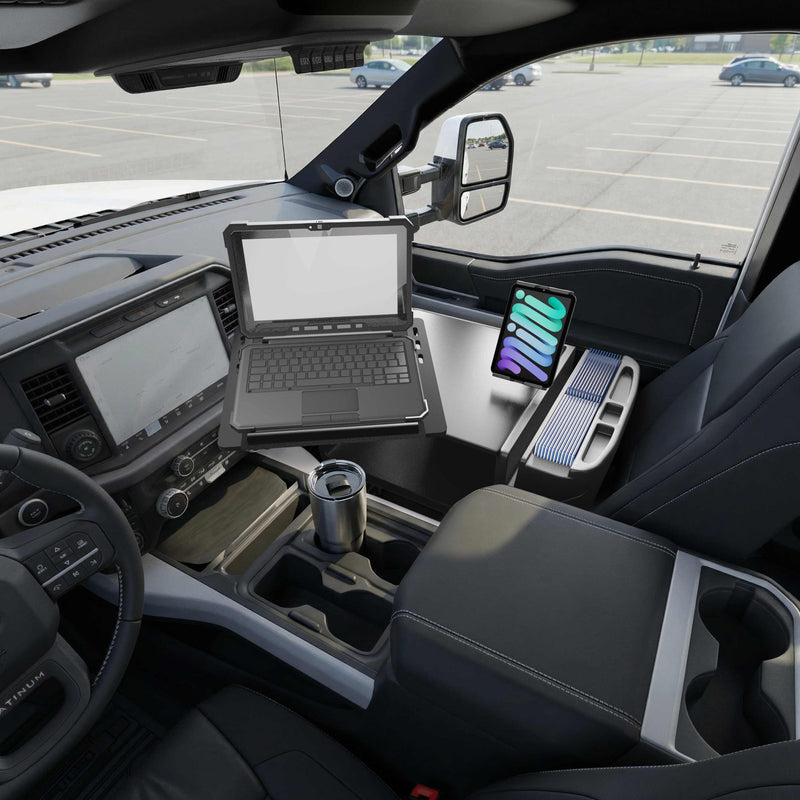 AutoExec Reach Front Seat Car Desk with Slim-Grip® Ultra Pro Drill-Base Mount