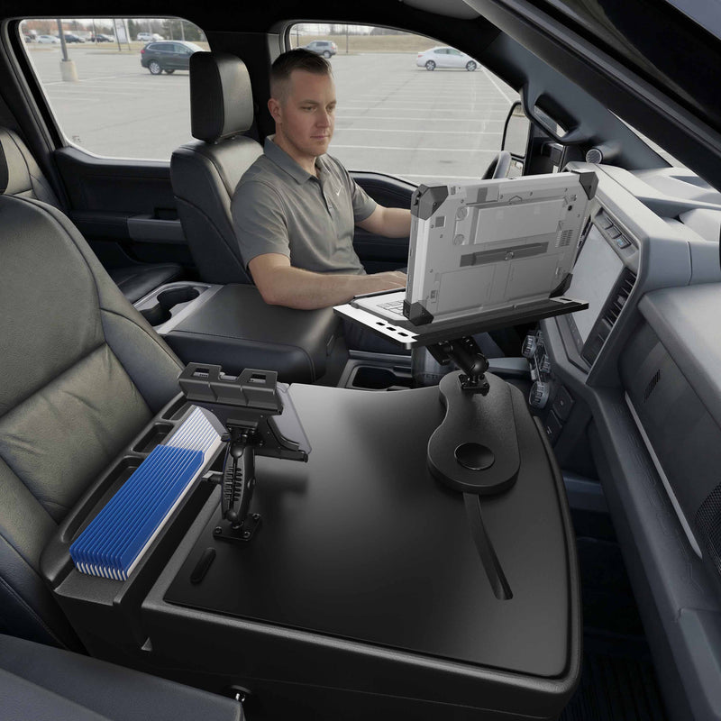 AutoExec Reach Front Seat Car Desk with Slim-Grip® Ultra Pro Drill-Base Mount