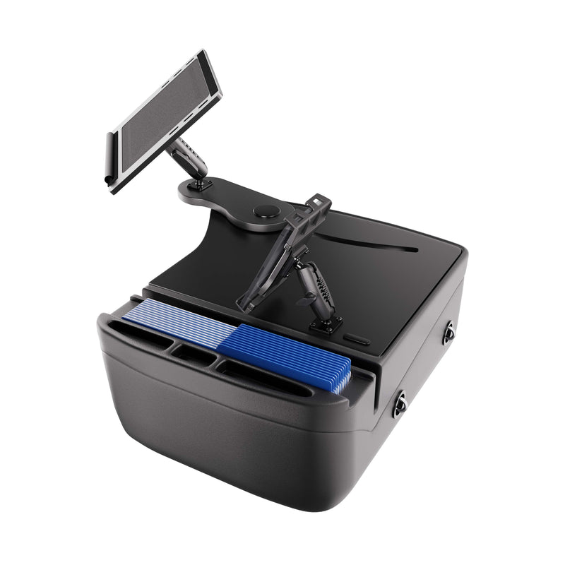 AutoExec Reach Front Seat Car Desk with Slim-Grip® Ultra Pro Drill-Base Mount