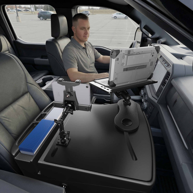 AutoExec Reach Front Seat Car Desk with LockVise™ Locking Tablet Multi-Angle Mount