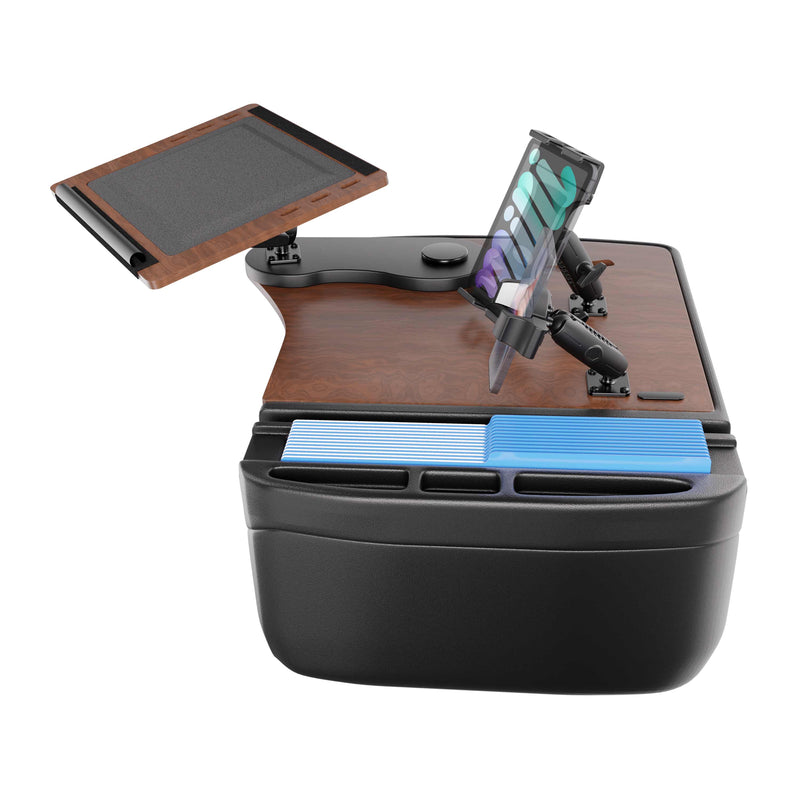 AutoExec Reach Front Seat Car Desk with Slim-Grip® Ultra Pro and RoadVise® Ultra Pro Drill-Base Mount