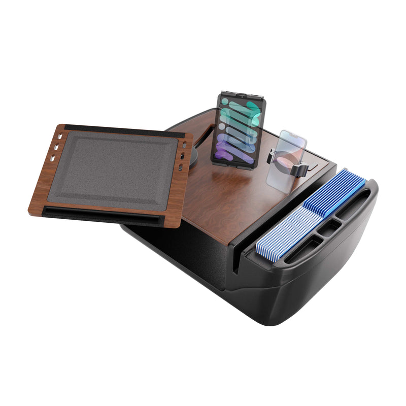 AutoExec Reach Front Seat Car Desk with Slim-Grip® Ultra Pro and RoadVise® Ultra Pro Drill-Base Mount