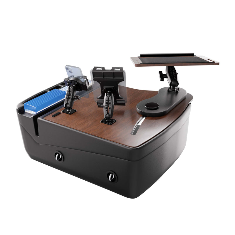 AutoExec Reach Front Seat Car Desk with Slim-Grip® Ultra Pro and RoadVise® Ultra Pro Drill-Base Mount