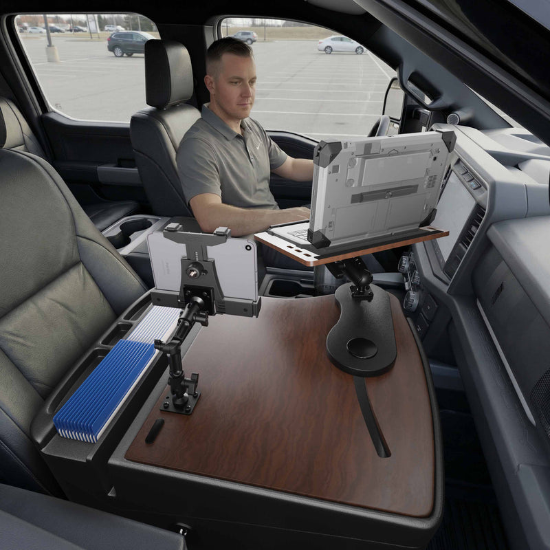 AutoExec Reach Front Seat Car Desk with LockVise™ Locking Tablet Multi-Angle Mount