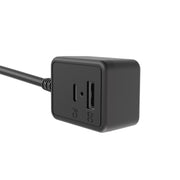 An Arkon Mounts 60W USB-C & USB-A Charging Harness in black, shown at an angle with a visible attached cable on the left side, featuring both a USB-C Power Delivery (PD) port and a USB-A Quick Charge 3.0 (QC) port.