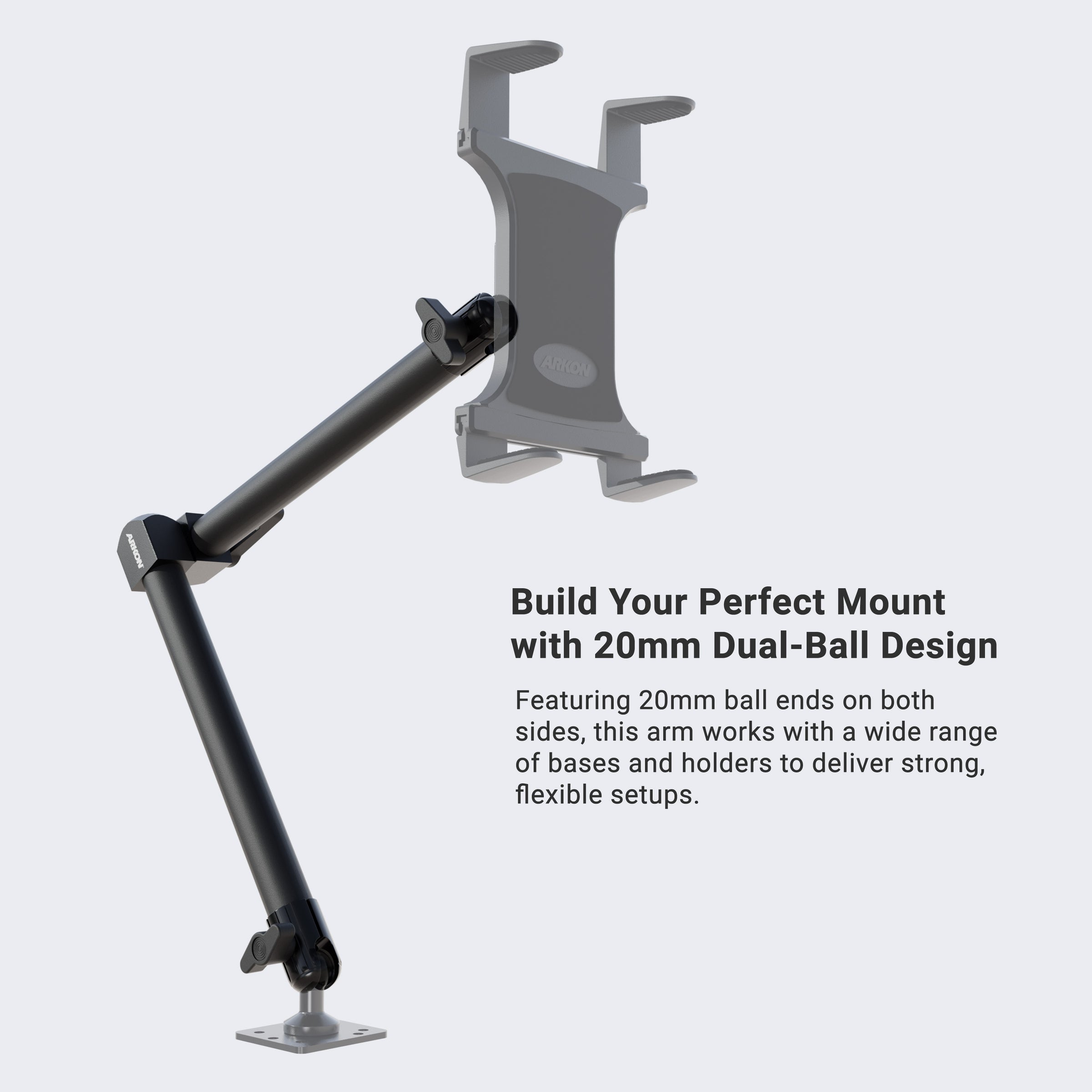 Dual 20mm Ball Socket Adjustable Pivot Arm — Arkon Mounts