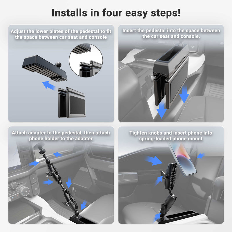 Magnetic Holder with Seat Wedge Mount and Dual Shaft Arm - MagSafe Compatible
