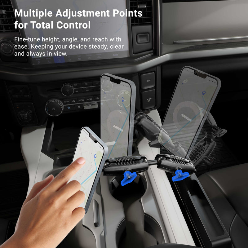 Magnetic Holder with Seat Wedge Mount and Dual Shaft Arm - MagSafe Compatible