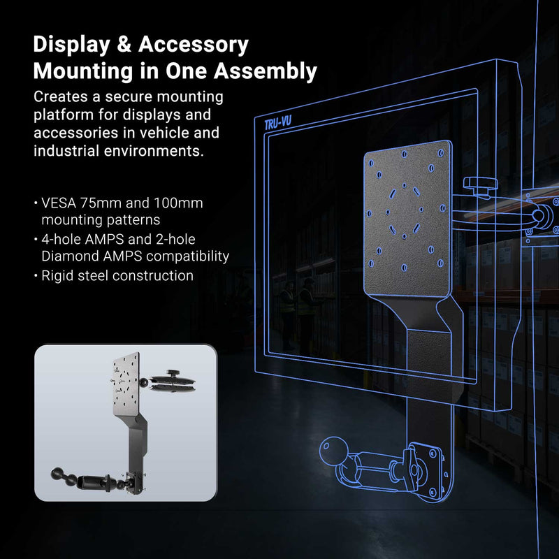 Dual Utility Mounting Bracket with VESA 75/100 & AMPS Compatibility