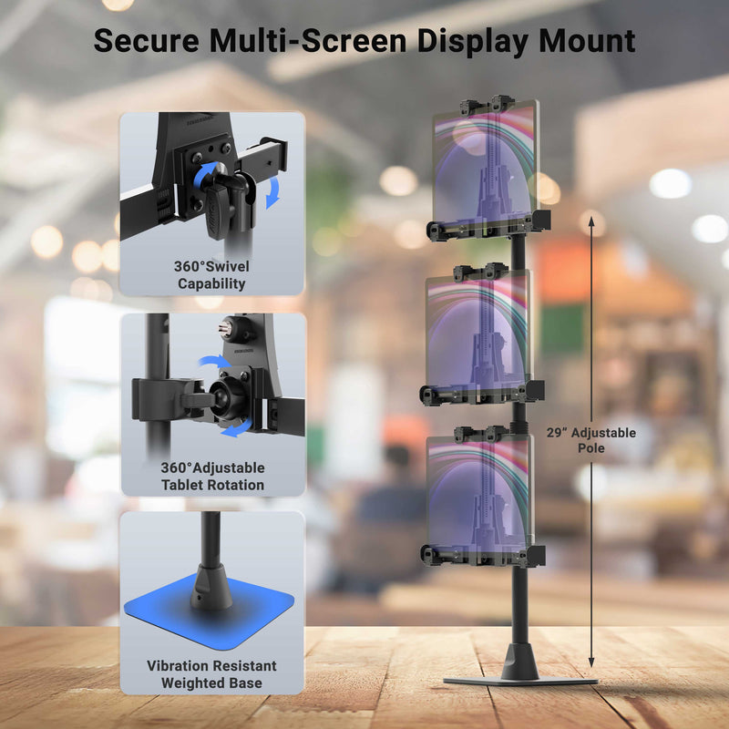 LockVise™ POS Locking Tablet Mount with Triple Tablet Holders